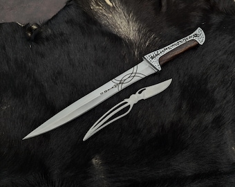 Handmade Dune Crysknife Replica - Custom Engraved Steel Dagger, Paul Atreides Sci-Fi Prop Blade, Fremen Kris Knife Gift for Collector & Cosp