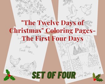 INSTANT DOWNLOAD Christmas coloring page | Twelve Days of Christmas | coloring page set | winter | Nature | Landscape | holiday | adult