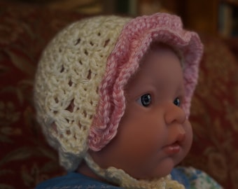 DOWNLOAD TODAY Ruffles & Shells Round Baby Bonnet for 3-6 months - Easy Pattern