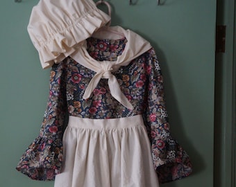 Girls' Sizes 7-14 Miss Liberty Colonial Dress w/Opt. Apron, Cap, Fichu | Colonial Williamsburg | Formal | American Revolution | Historical