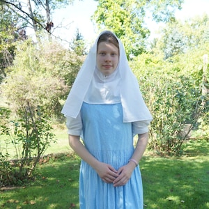 Girl&#39;s White or Unbleached Medieval Veil-Back Wimple and/or Veil in Cotton or Linen | Knights & Fair Ladies | Camelot | Ivanhoe|Renaissance