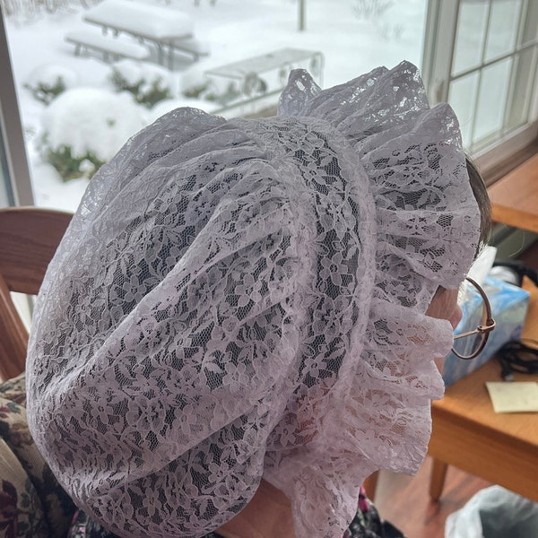 Ladies' or Girls' Ruffled Lace Dormeuse Cap | Mob Cap | Night Cap | Day Cap |18th Century Cap | Colonial Williamsburg |Historical