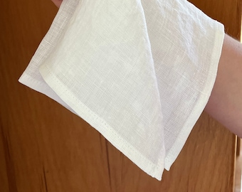 Pañuelo sencillo de lino blanco para mujer / 100 % lino