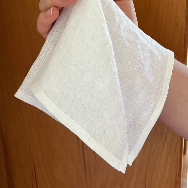 Women’s Simple Linen Handkerchief | 100% Linen | Hanky | Soft | White | Reusable | Rustic | Wedding | Historical | Natural
