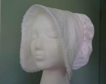 Custom Order Womens' 18th Century Cap with Deep Brim in Cotton or Linen | Dormeuse Cap | Mob Cap | Day Cap | Colonial Williamsburg | Coif