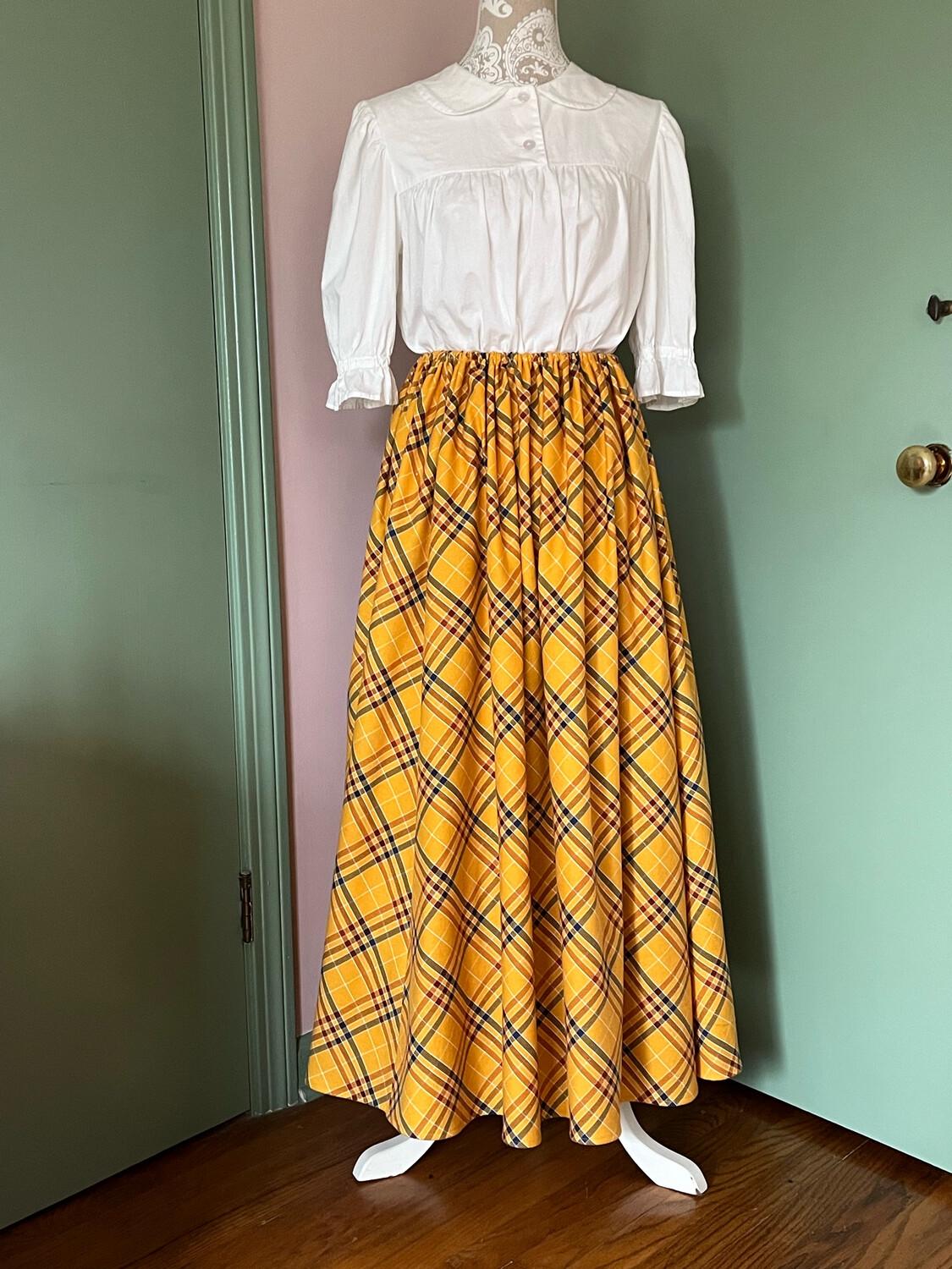 Flannel 3 Gored Comfort Drawstring Maxi Skirt | Custom 100% Cotton