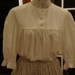 Ladies' Yoked Blouse w/Simple Neckline, Custom Order | Modest Clothing | Modest Blouse | White | Yoked blouse | Peasant Blouse | Boho Top
