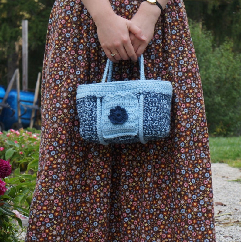 DOWNLOAD TODAY Blue Denim Crocheted Purse Pattern Instant Download image 1