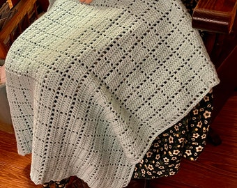 Geometric Lapgan | Lap Afghan | Small blanket | Baby blanket | Mint | Green