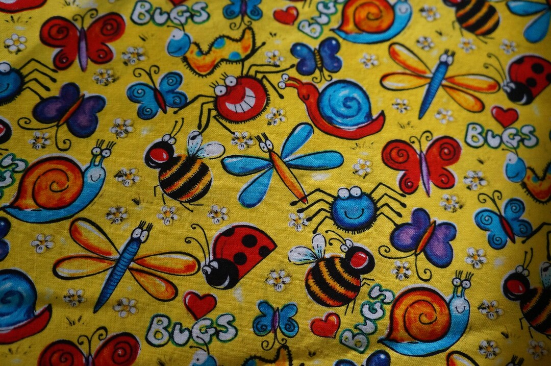 Bug Fabric Cotton Fabric Fun Colorful 1/4 Yard 100 Etsy