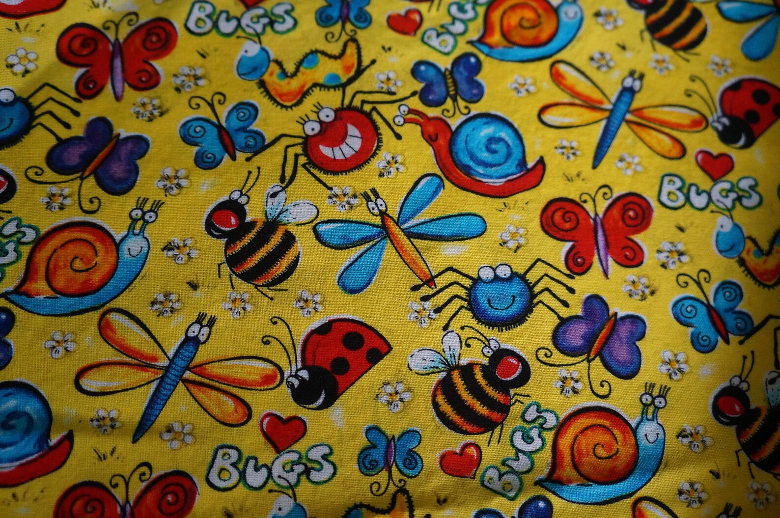 Bug Fabric Cotton Fabric Fun Colorful By the yard 1/2 Etsy