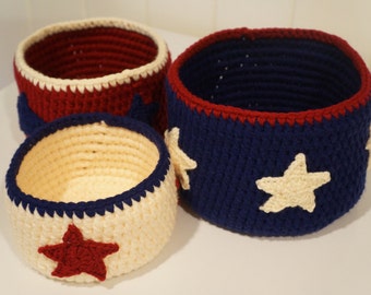 DOWNLOAD TODAY Americana Nesting Baskets/Bowls Crochet Pattern