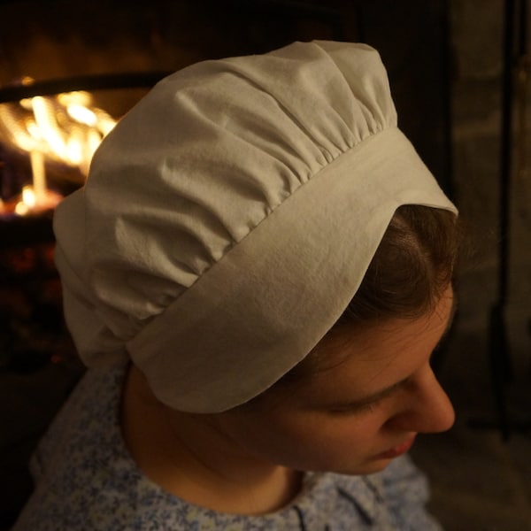 Custom Order Womens' or Girls' Eared Dormeuse Cap | Cotton or Linen | Mob Cap | Night Cap | Day Cap | 18th Century | Colonial Williamsburg