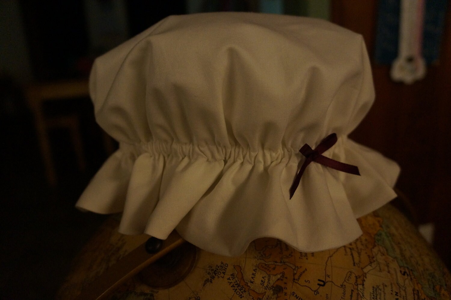 カナエ 1910s~1920s Cotton Nightcap 1920s /1910s White Crochet & Lace Cotton Empire Waist