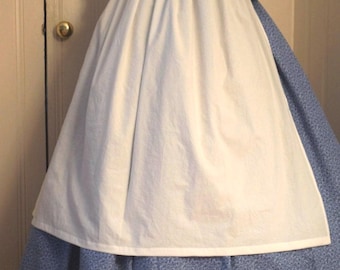 CUSTOM ORDER Ladies Drawstring Apron in Bleached or Unbleached Muslin | Two Sizes | Plus Sz Apron | 18th Century | 19th Century | Historical