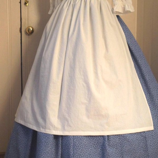 Ladies Drawstring Apron in Bleached or Unbleached Muslin | Two Sizes | Plus Sz Apron