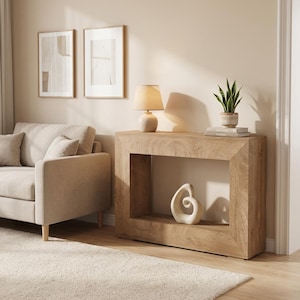 Rustic Farmhouse Console Table 47" – Wooden Entryway Table with Open Shelf, Narrow Sofa Table for Hallway, Living Room Decor