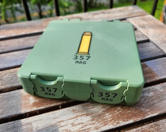 Caja de almacenamiento de munición .357 MAG para 100 cartuchos / Estuche Box Loc para campo de tiro / Dos insertos extraíbles