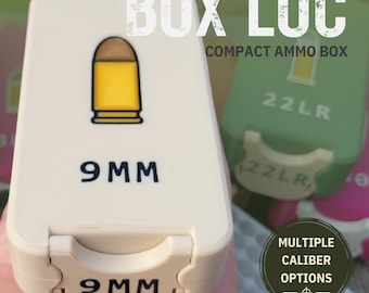 9mm Ammo Box – 50 Rounds, 22LR 78 Rounds, Slim Latching Case with Removable Tray