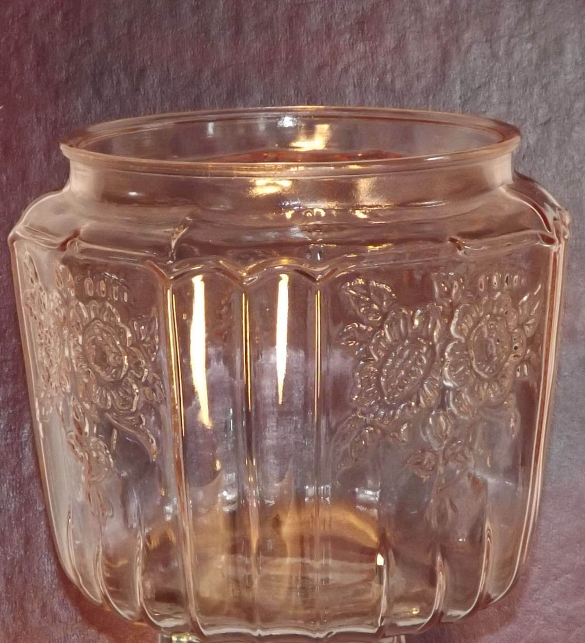 Pink Depression Glass Cookie Jar Anchor Hocking Rose Pattern Etsy