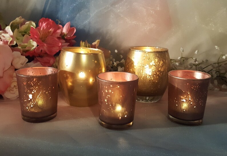15 Rose Gold Mercury Glass Wedding Votive Candle Holders or Etsy