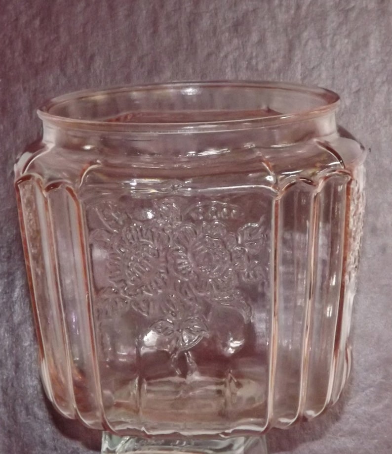 Pink Depression Glass Cookie Jar Anchor Hocking Rose Pattern Etsy