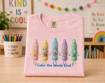 Floral Crayon Kindness PNG | Teacher Back to School Sublimation (Digital Download)