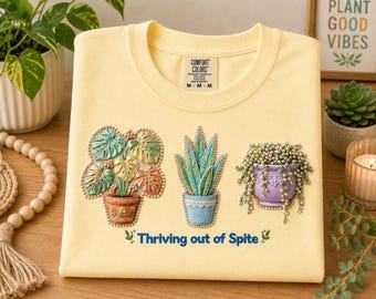Thriving Out of Spite Houseplant PNG | Botanical Cottagecore Design (Digital Download)