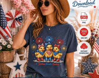 Yankee Doodle Duckies PNG | Patriotic Watercolor Ducklings (Instant Download)