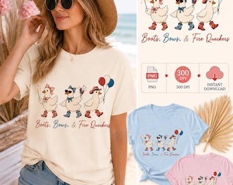 Patriotic Goose PNG, Boots Bows Fire Quackers, Cowgirl Western 4th July (Digital Download)