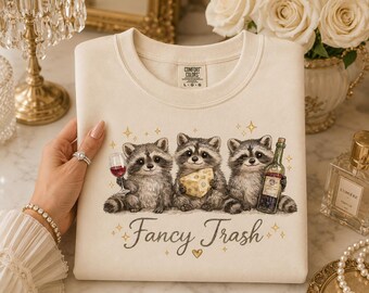Fancy Trash Raccoon PNG | Watercolor Wine Cheese Design (Digital Download)