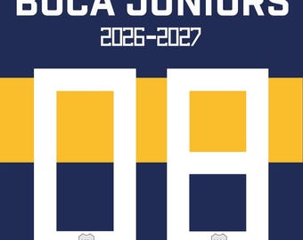 Typografie van het Boca Juniors-lettertype voor het seizoen 2026-2027. Bestanden: .AI, .svg, .pdf, .eps en TTF.