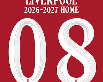 Liverpool Home 2026-2027 Typografie Lettertype. Bestanden: .AI, .pdf, .eps en TTF