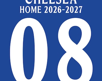 Chelsea Home 2026-2027 lettertype. Bestanden in .AI, .pdf, .eps en TTF-formaat.