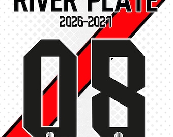 River Plate 2026-2027 lettertype. Bestanden: .AI, .svg, .pdf, .eps en TTF