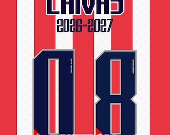 Chivas Guadalajara 2026-2027 Home Team Font. Files: .ai, .pdf, and .ttf with and without logo