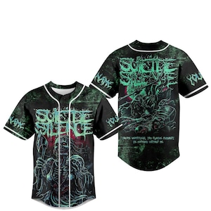 Suicide Silence Baseball Jersey - Deathcore Band Merch, Full Print Graphic Tee, Dark Art Streetwear, Heavy Metal Concert Apparel