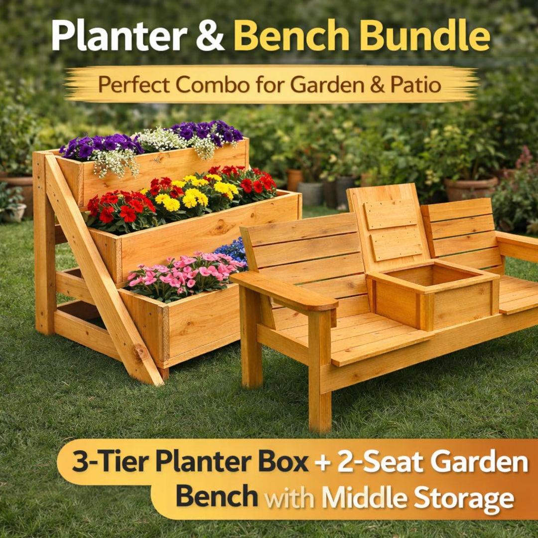 DIY Outdoor Bench With Storage, 3-tier Planter Box Plans Bundle ...