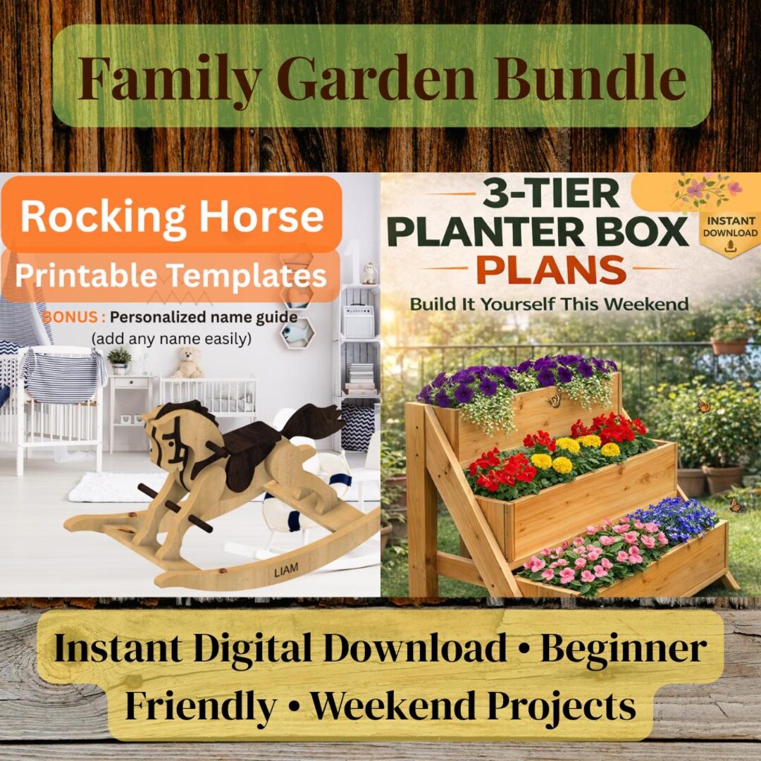 Box Rocking Horse 3-tier Planter Box & Rocking Horse Plans: Family Garden Woodworking ...