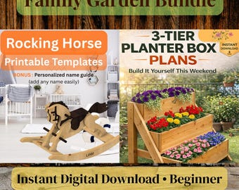 3-Tier Planter Box & Rocking Horse Plans: Family Garden Woodworking (Digital Download)
