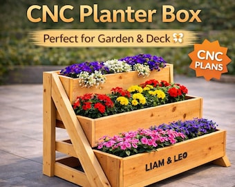 3-Tier Ladder Planter Box CNC Files | Tiered Outdoor Garden Wood Plans (dxf, svg, pdf)
