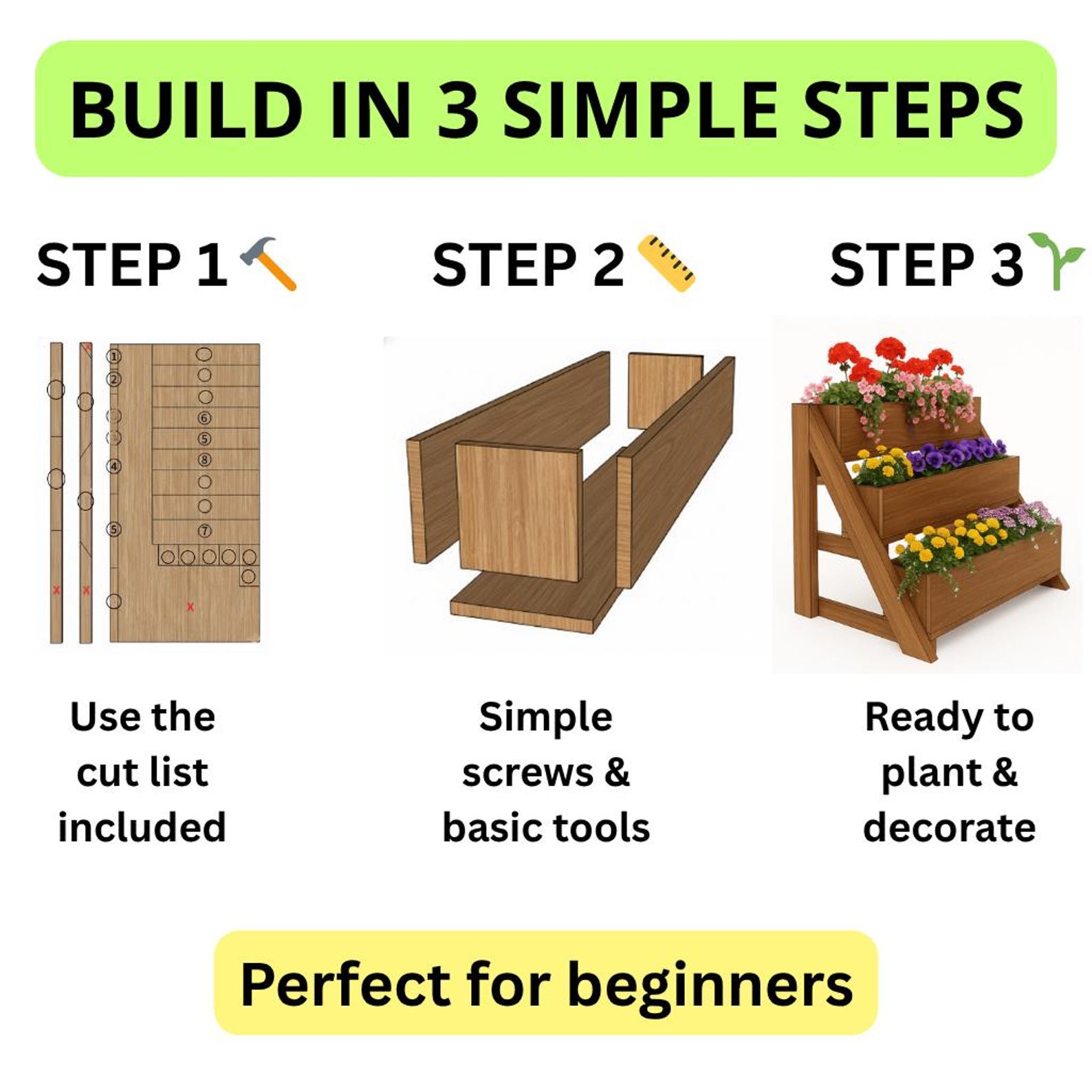 3 Tier Leaning Planter Box Plans | DIY Tiered Garden Flower Box ...