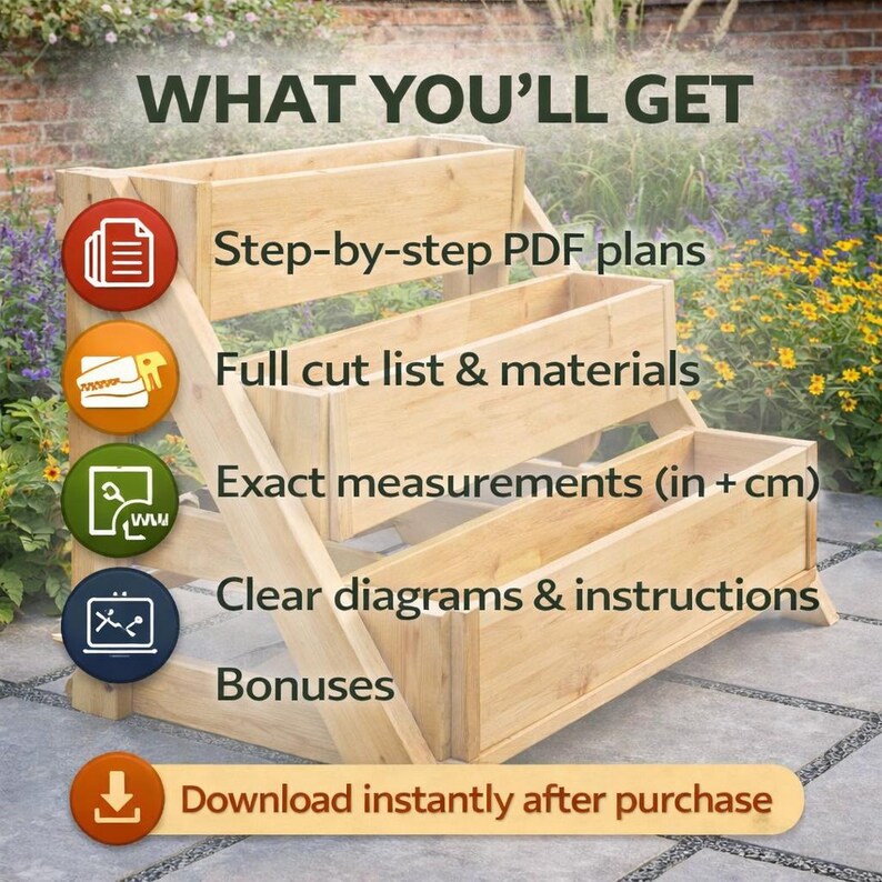 3 Tier Leaning Planter Box Plans | DIY Tiered Garden Flower Box ...