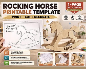 Personalized Rocking Horse Wood Toy Template – Easy DIY Craft (Digital Download)