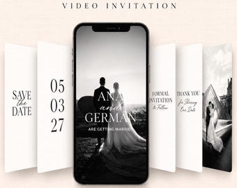 Editable Save The Date Video Template, Wedding Video Invitation, Canva Mobile Invite, Digital Save The Date, Wedding Announcement Video