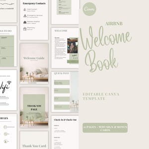 Airbnb Welcome Book Template Canva, Editable Welcome Guide, Host Welcome Book, Airbnb House Manual, WiFi Sign, Guest Welcome Pack