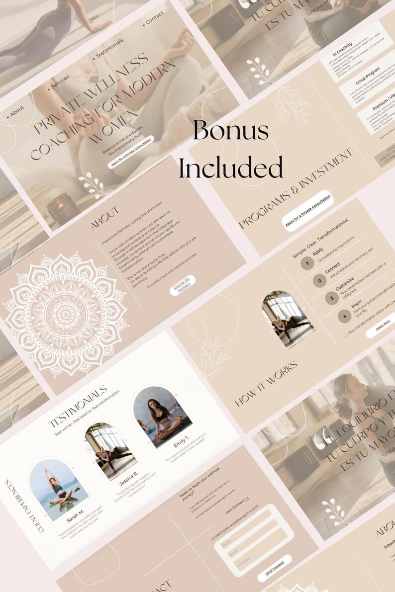 Wellness Coach Website Canva Template | Feminine Business, Life Coach ...