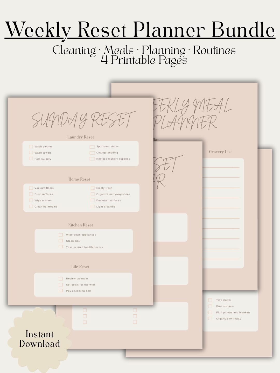 Sunday Reset Printable Bundle - Etsy