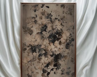 Moody Neutral Floral Wall Art Printable: Dark Botanical Abstract | M#51