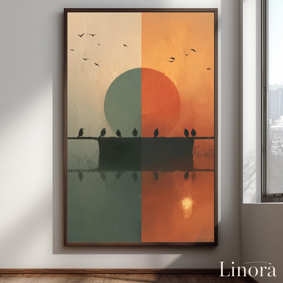 Mid Century Modern Art, Abstract Sunset Print, Boho Wall Decor ...